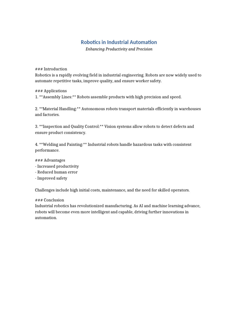 Robotics Transforming Industrial Automation | PDF