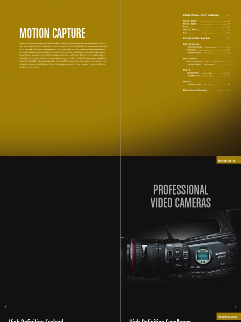 Canon Professional Brochure Motion Capture Digital Single Lens Reflex