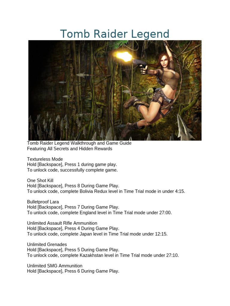 Tomb Raider Legend Complete Walkthrough | PDF | Door