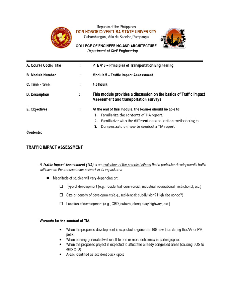 Traffic Impact Assessment Basics | PDF | Parking | Traffic