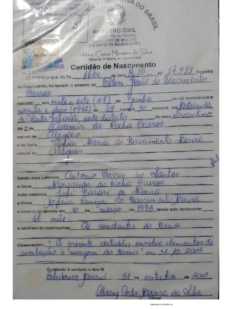 Certidão de Nascimento - Compressed | PDF