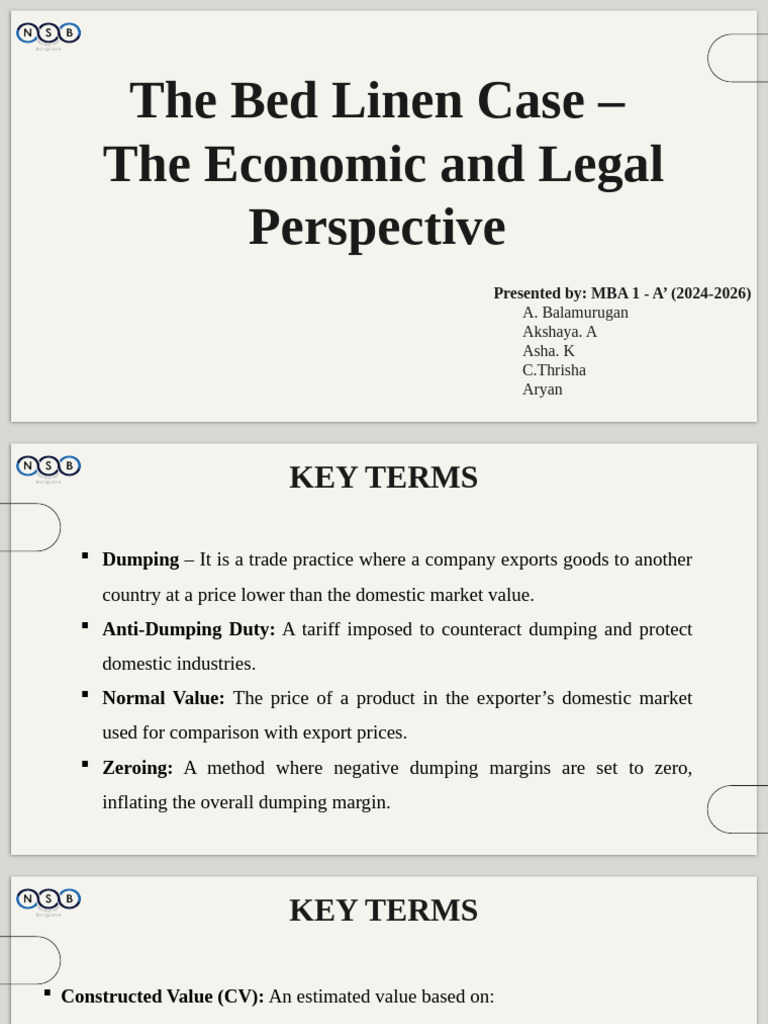 The Bed Linen Case - Final Ppt | PDF | Dumping (Pricing Policy) | World ...