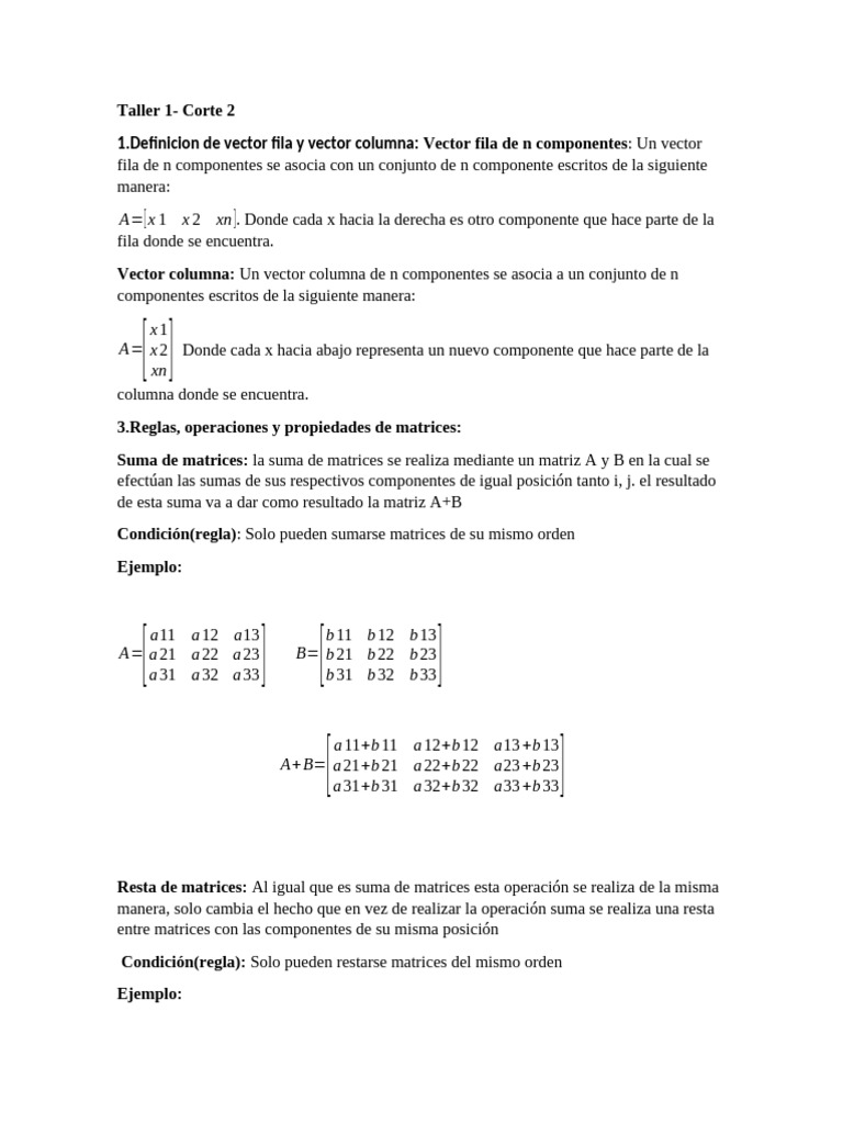 Operaciones y Métodos en Matrices | PDF | Matriz (Matemáticas) | Ecuaciones