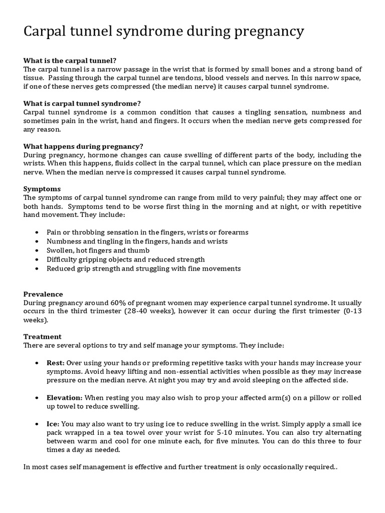 Carpal Tunnel Syndrome Leaflet | PDF | Carpal Tunnel Syndrome | Hand