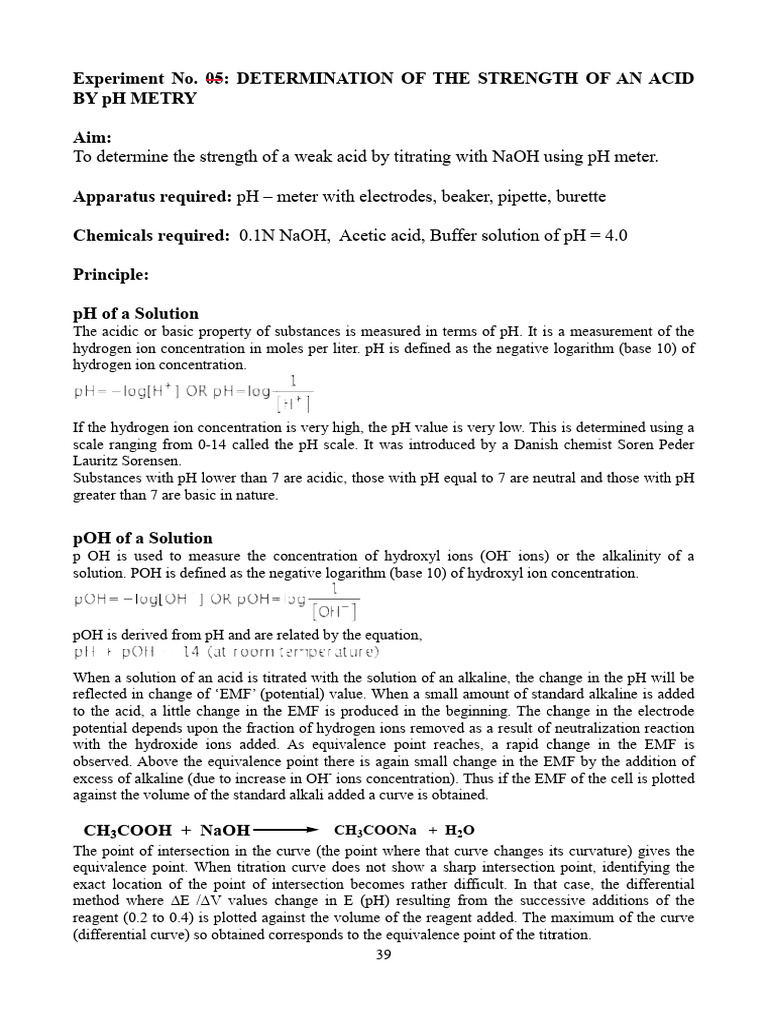 Acid Strength Determination via pH Meter | PDF | Ph | Acid