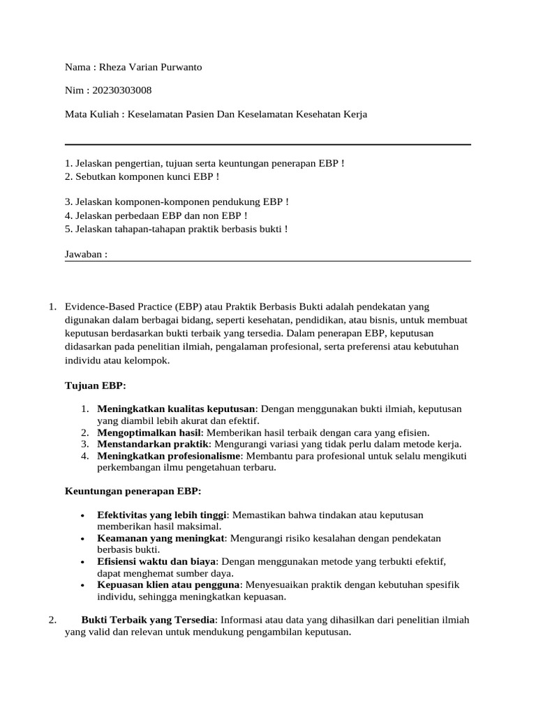 Penerapan Evidence-Based Practice dalam Kesehatan | PDF