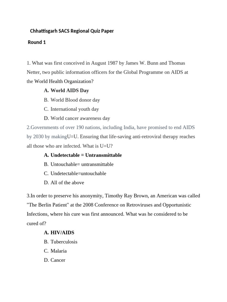 CGSACS State Questions | PDF | Hiv/Aids | Hiv
