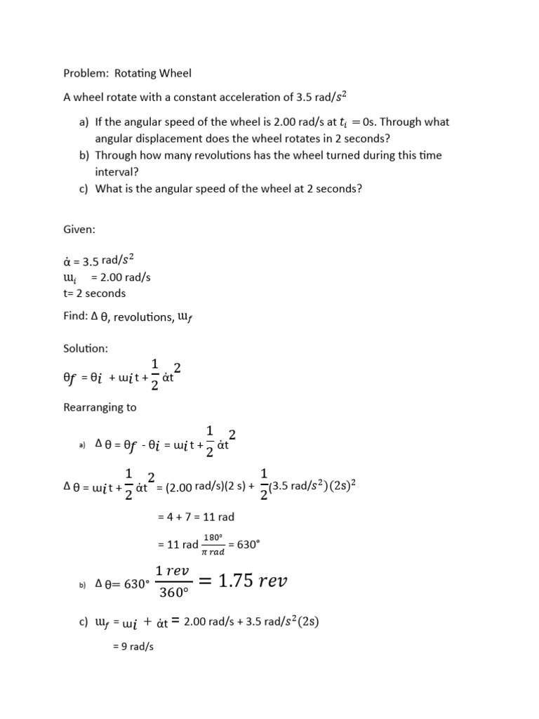 Angular Motion Problems and Solutions | PDF | Rotation Around A Fixed ...