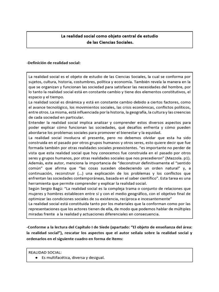 Elementos de la Realidad Social según Bagú | PDF | Sociedad | Realidad