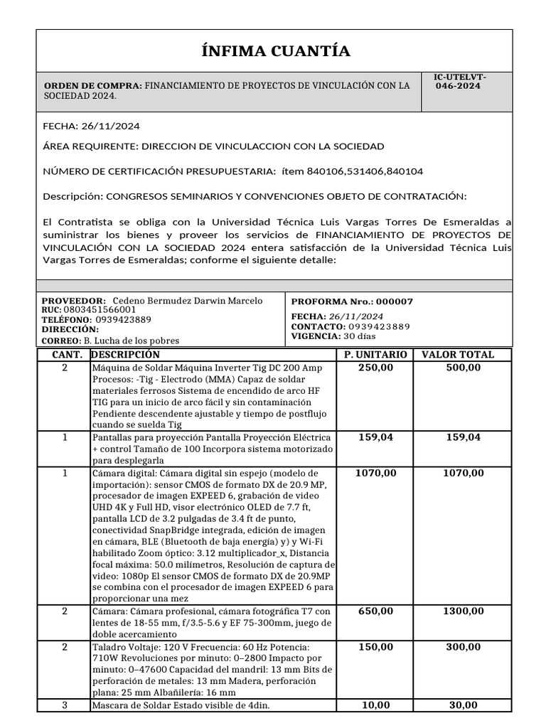 ORDEN DE COMPRA 46 v1 | PDF | Multa (pena) | Presupuesto