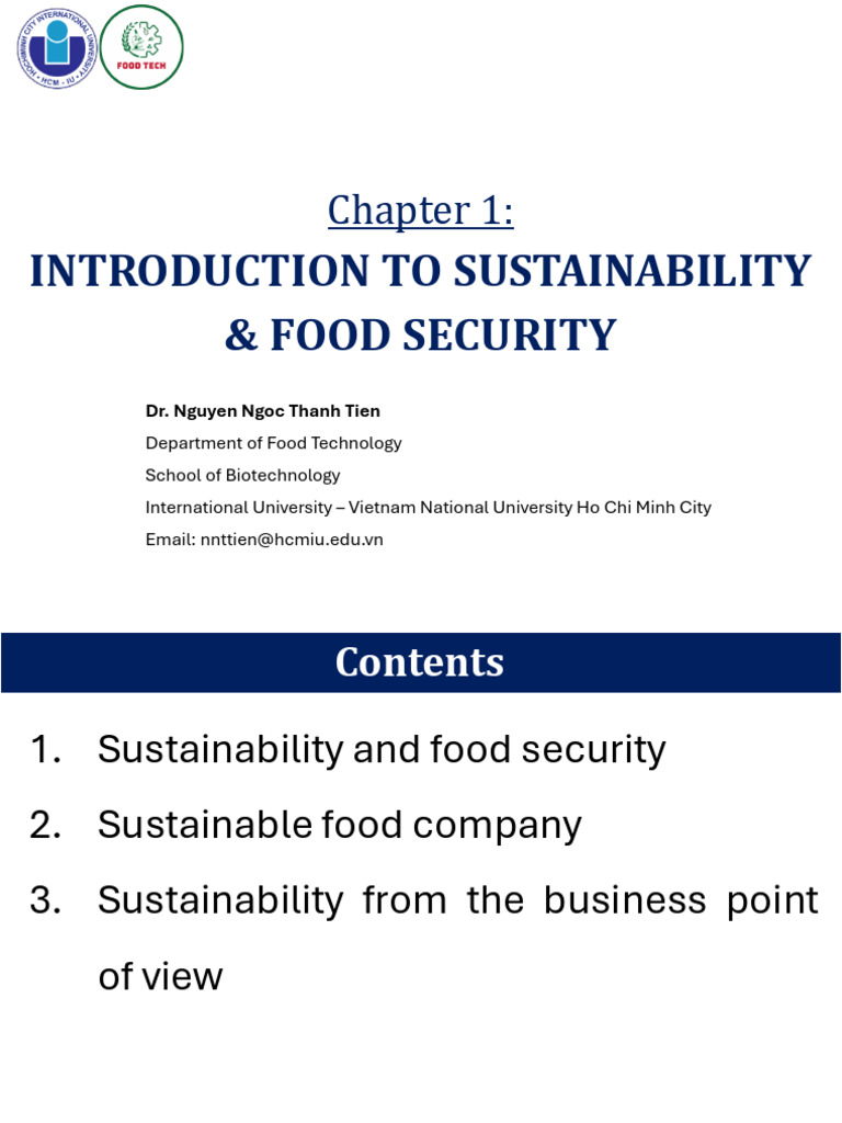 Chapter 1 - Introduction To Sustainability and Food Security | PDF ...