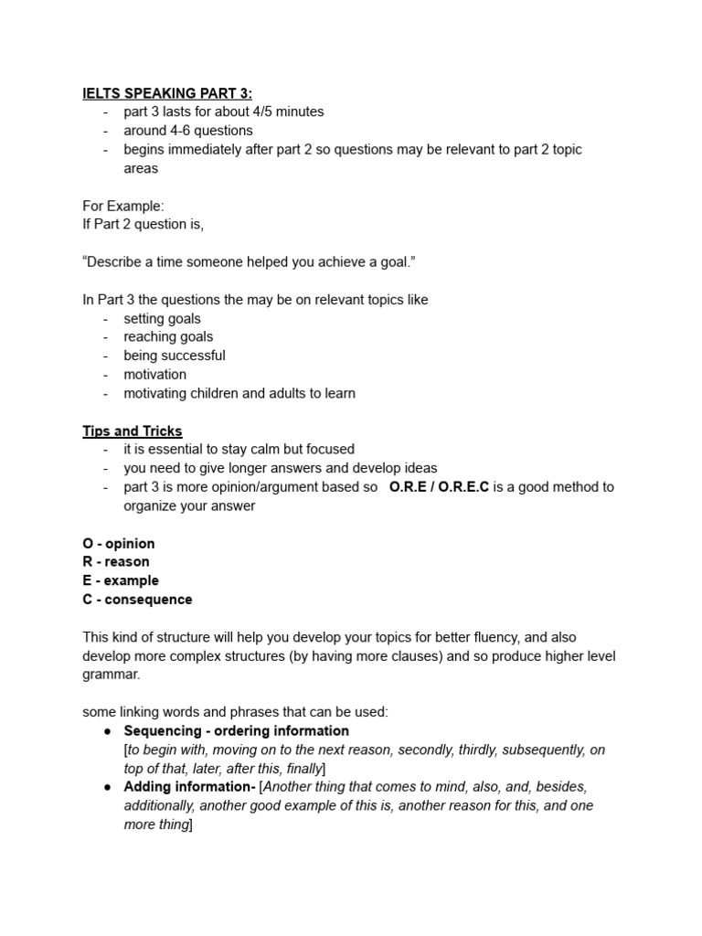 IELTS Speaking Part 3 Tips & Strategies | PDF | Skill | Learning