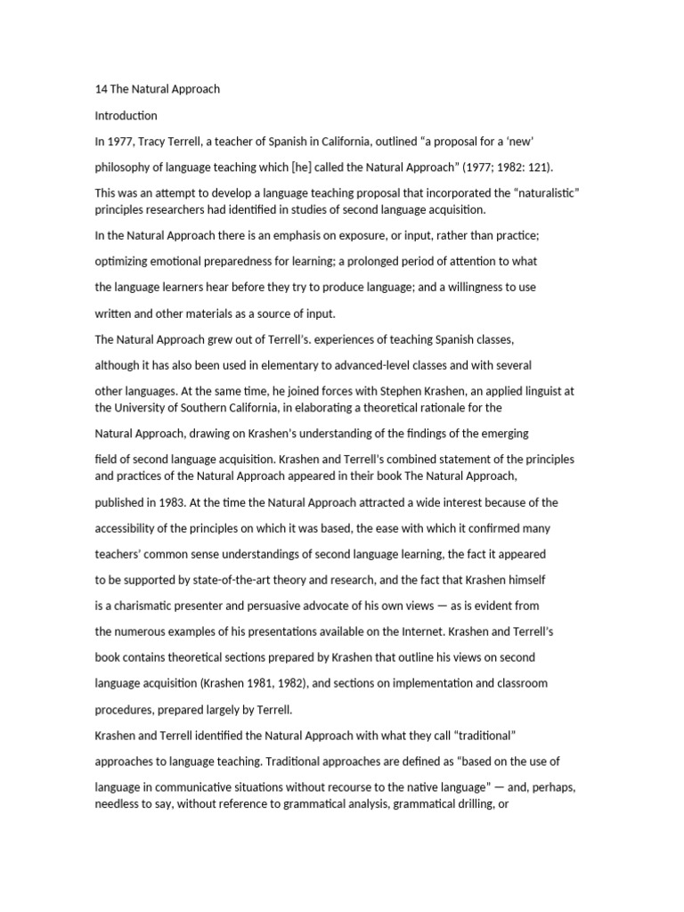 Overview of the Natural Approach to Language Teaching | PDF | Language ...