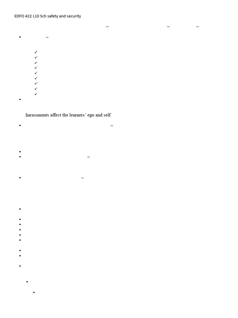EDFO 422 L9 SCH Safety and Security | PDF | Substance Abuse | Learning
