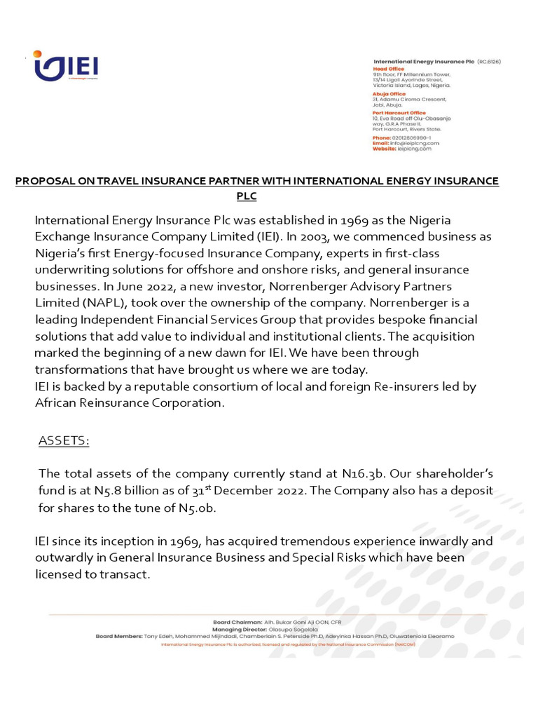 Iei Travel Ins Proposal | PDF | Insurance | Hospital