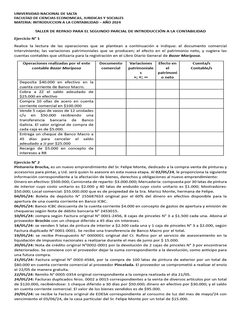 Taller para El Segundo Parcial | PDF | Contabilidad | Industrias de ...