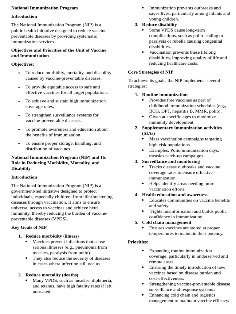 National-Immunization-Program-REVIEWER (1) | PDF | Immune System | Vaccines