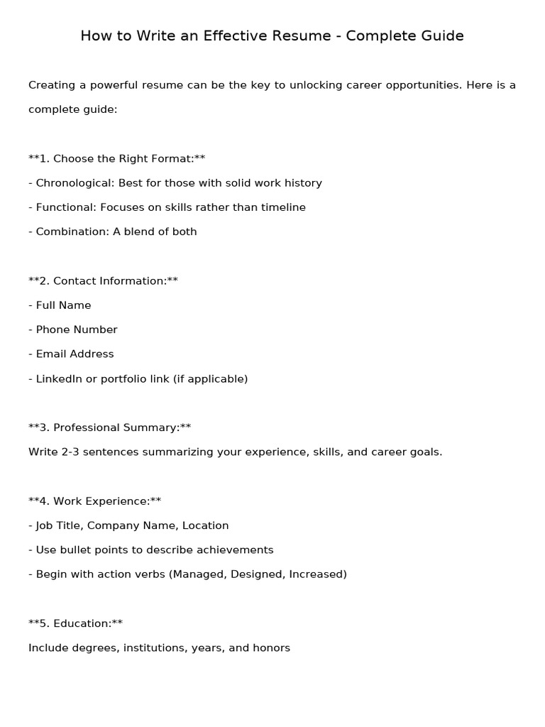 Detailed resume writing guide pdf