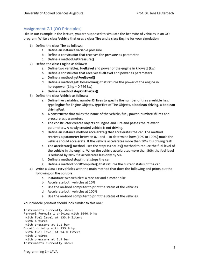 Vehicle Simulation in Java Programming | PDF | Engines | Car