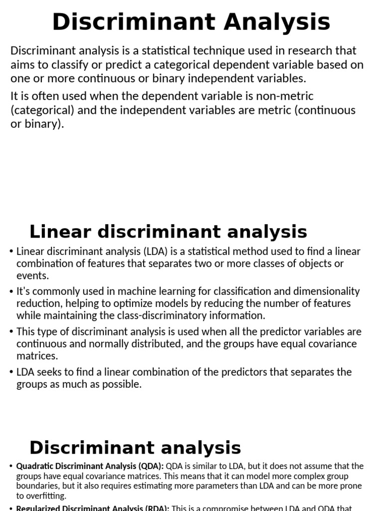Discriminant Analysis Overview | PDF | Factor Analysis | Cluster Analysis