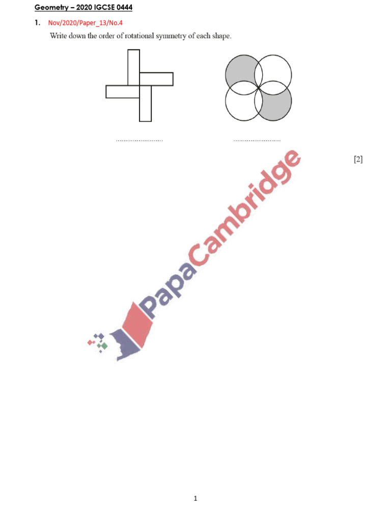 IGCSE 2020 Geometry Exam Papers | PDF