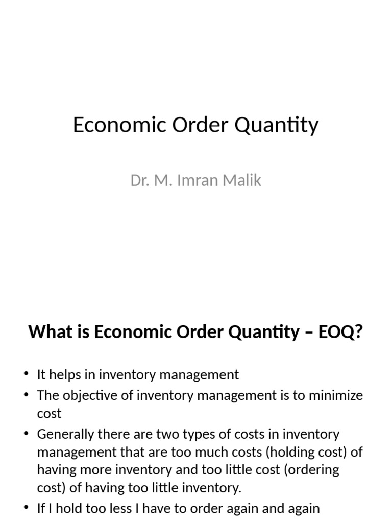 Understanding Economic Order Quantity (EOQ) | PDF | Business Economics ...