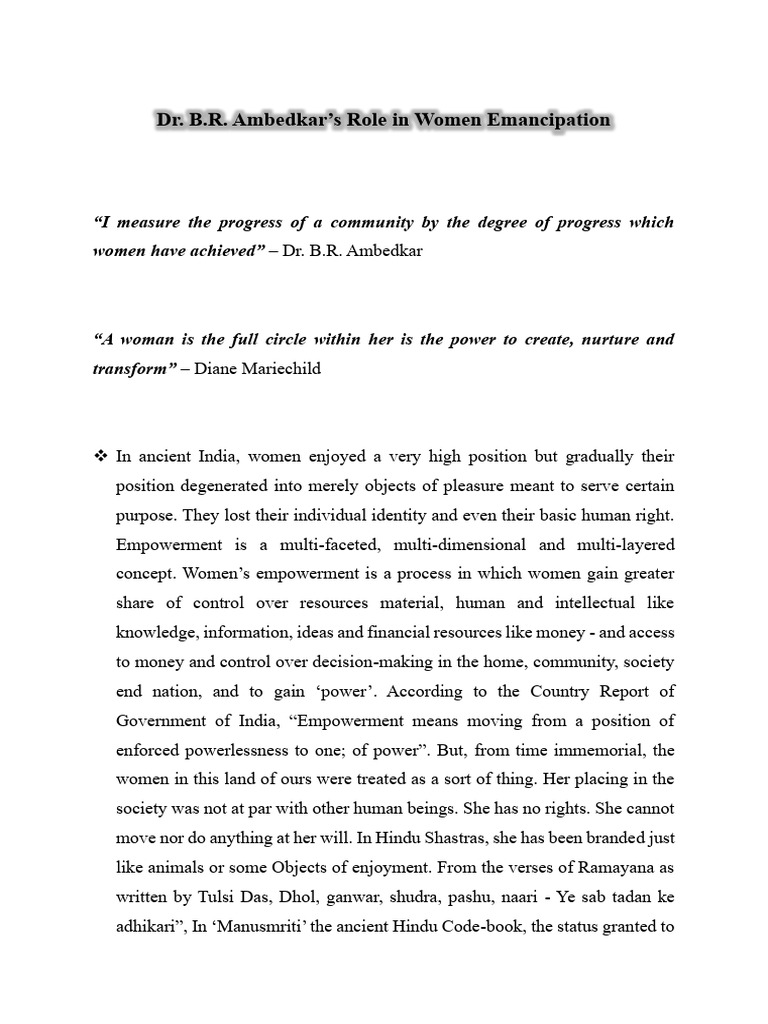 Ambedkar's Impact on Women's Empowerment | PDF | Women's Rights ...