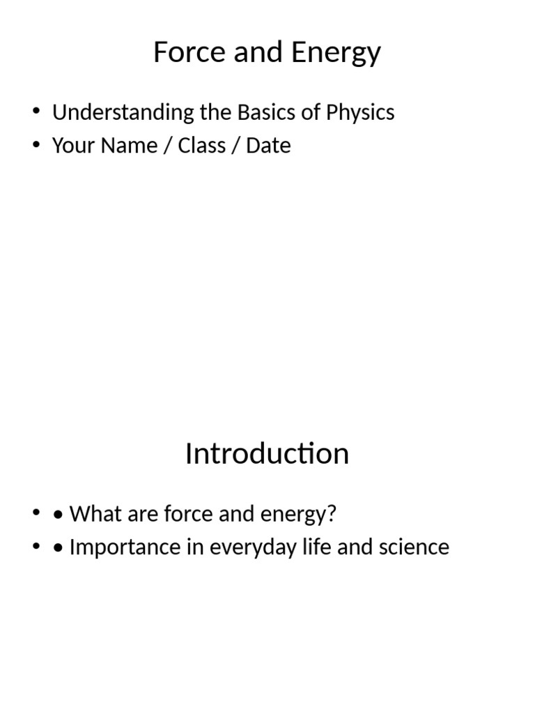 Understanding Force and Energy Basics | PDF