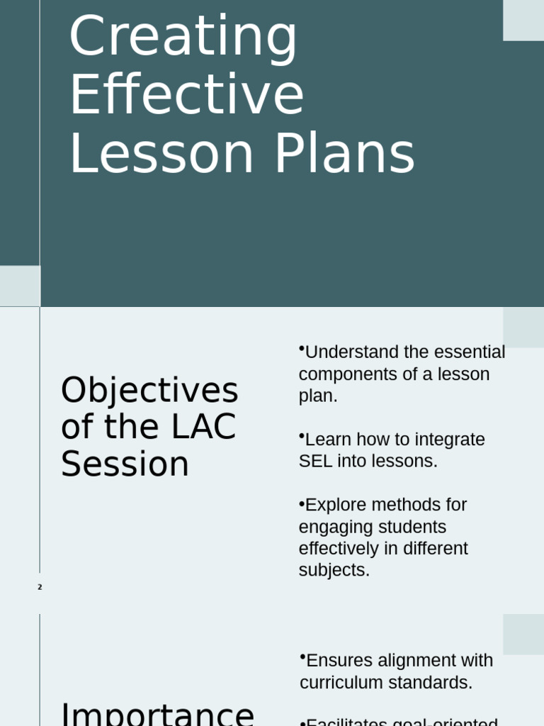 Lac Lesson Planing | PDF | Learning | Lesson Plan