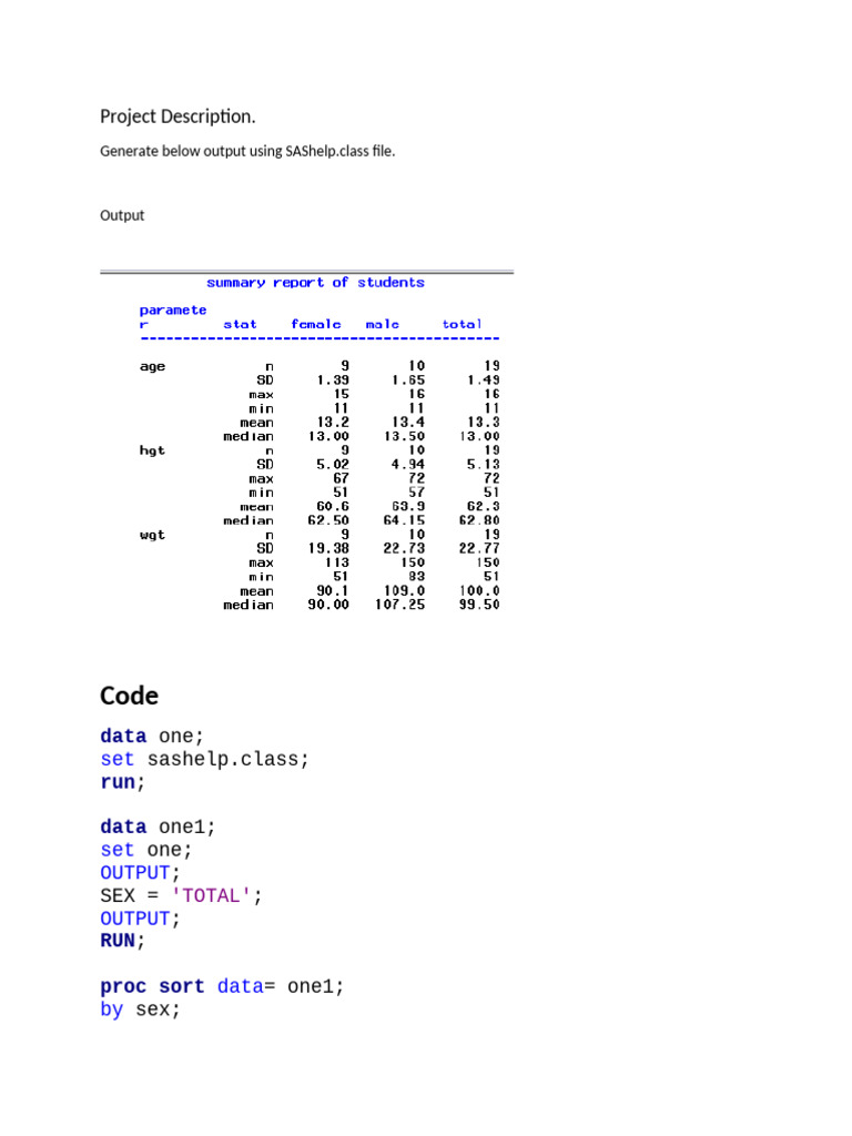 SAS Summary Report of Students | PDF | Computing | Software