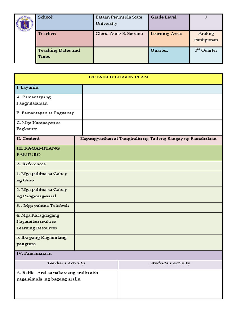 DLP Template (Tagalog) | PDF