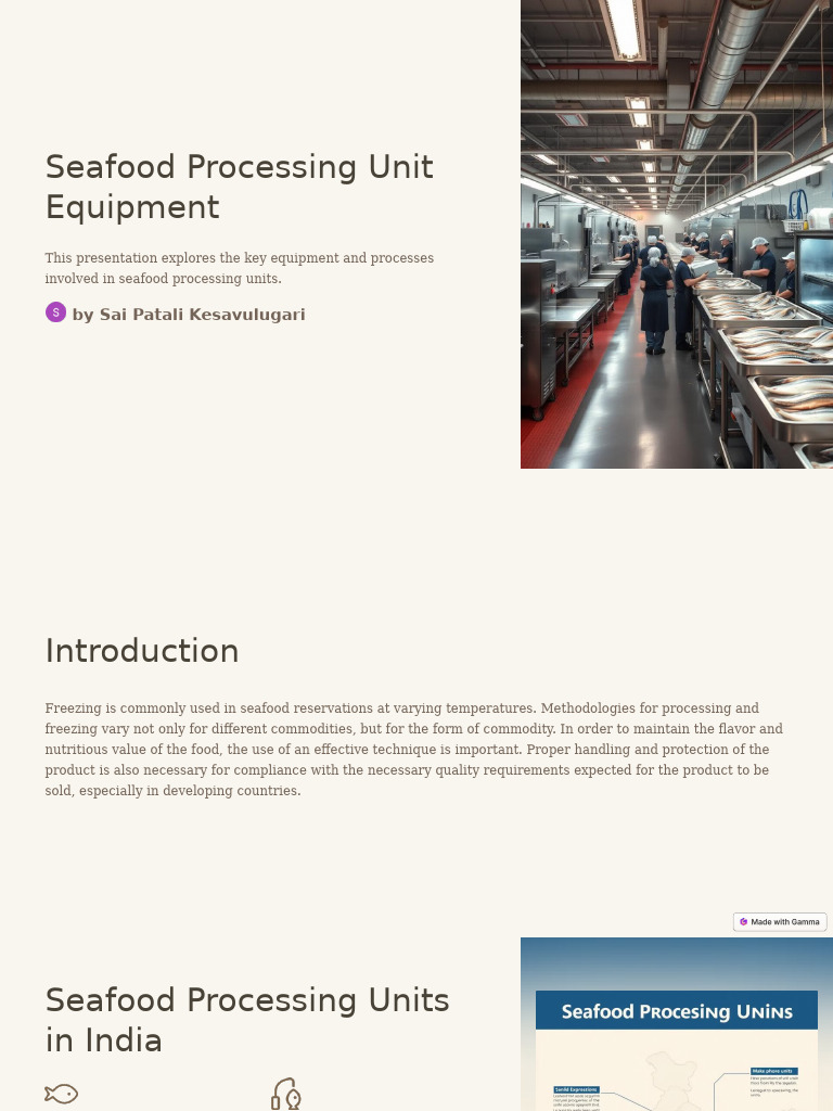 Seafood Processing Unit Equipment | PDF | Seafood | Food Science