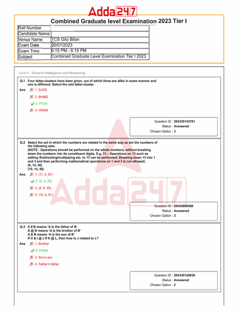 SSC CGL 20 July 2023 Shift 4 | PDF