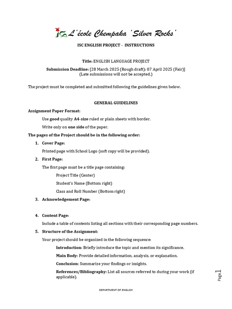 ISC English Project Guidelines 2025 | PDF | Human Communication
