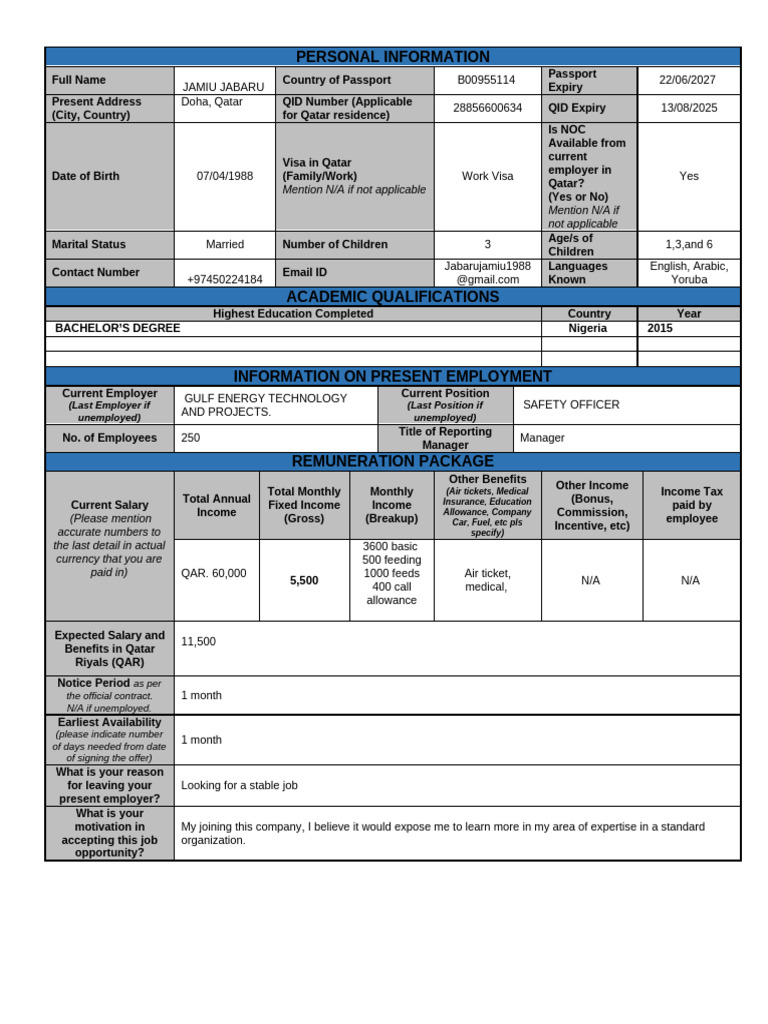 Qatar Safety Officer Application Details | PDF | Employment | Economies