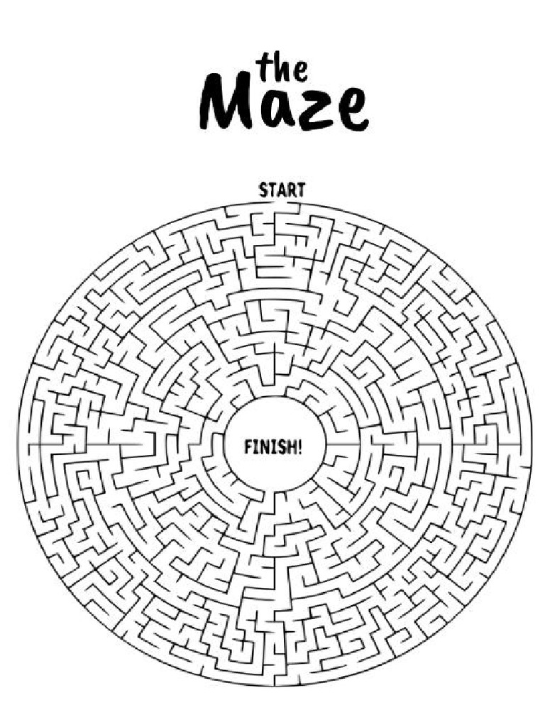 Printable Circle Maze Labyrinth Hard A4 Design Template - Screen | PDF