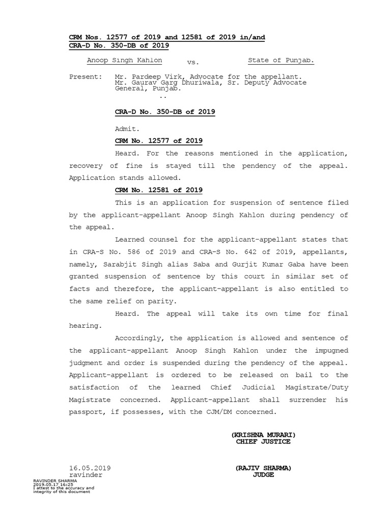 CRM 12577 2019 in Cra-D 350 2019 16 05 2019 Final Order | PDF | Public ...