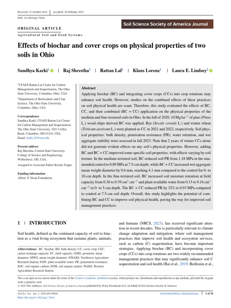 Biochar and Cover Crops Improve Soil Health | PDF | Soil | Carbon ...