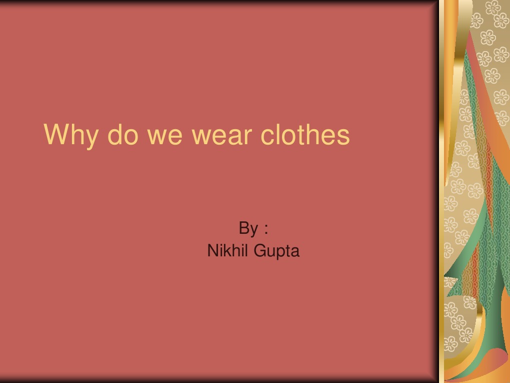 Why Do We Wear Clothes By Nikhil Gupta PDF