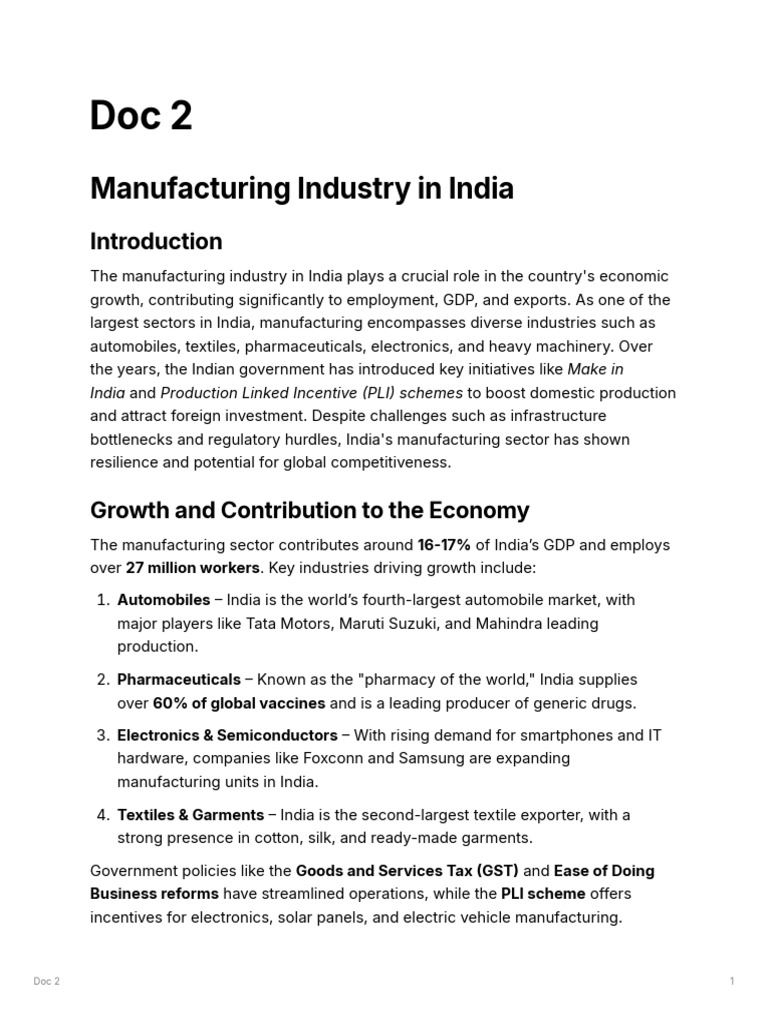 India’s Manufacturing Sector Overview | PDF | Infrastructure | China
