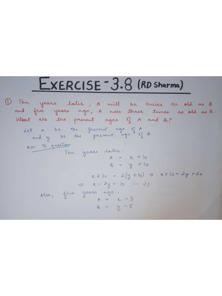Exercise 3.8 RD Sharma | PDF