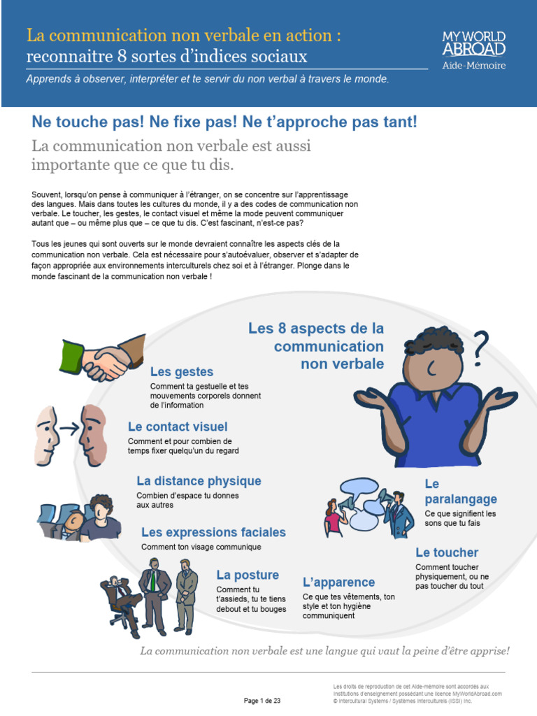 Communication non verbale : 8 indices clés | PDF | Émotions | la ...