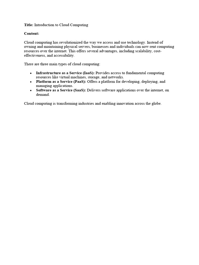 Overview of Cloud Computing Types | PDF