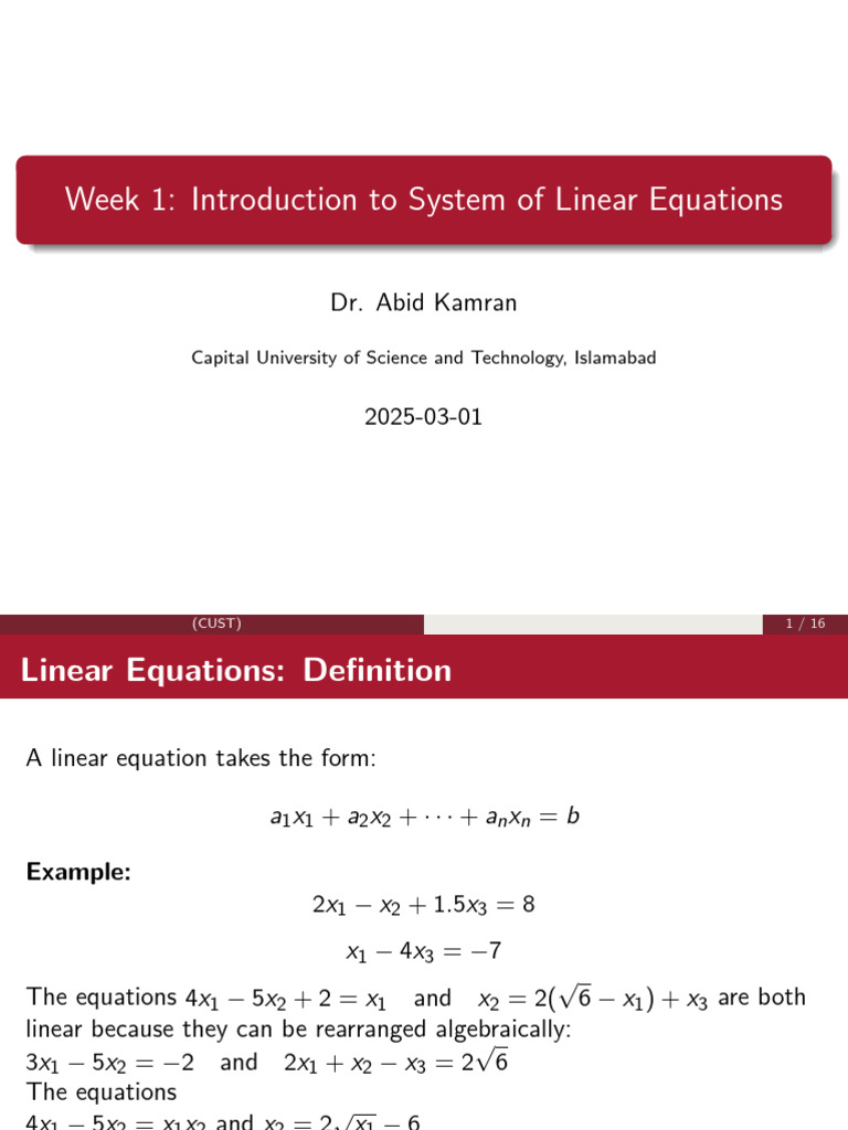 Introduction to Linear Equations Systems | PDF | Matrix (Mathematics ...