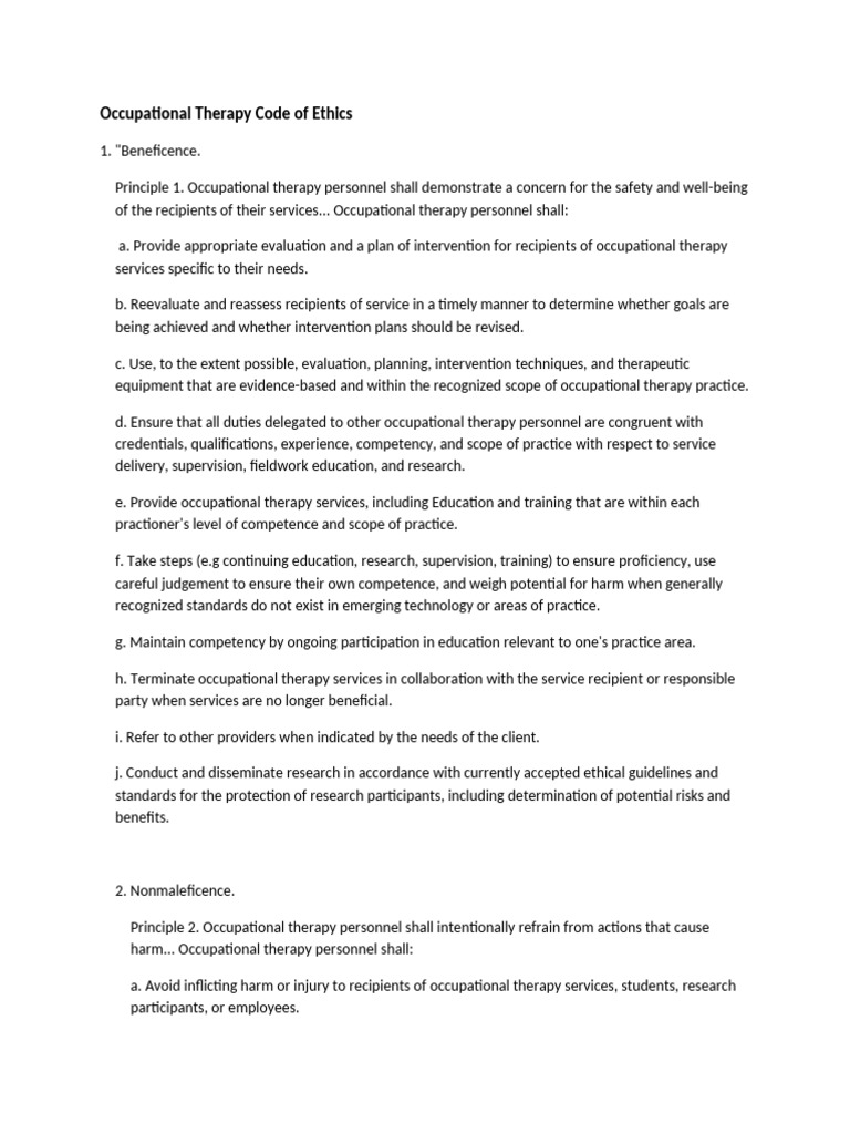 Occupational Therapy Ethics Overview | PDF | Occupational Therapy ...