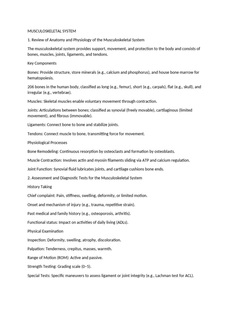 Musculoskeletal System Overview and Care | PDF | Bone | Human ...