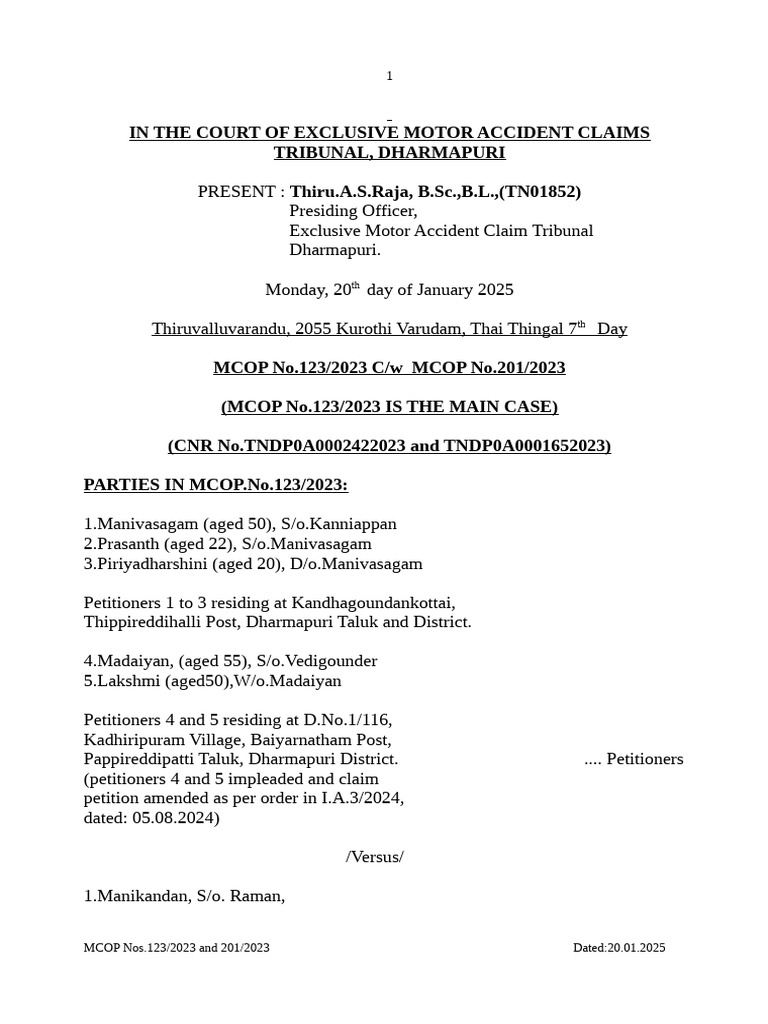 MCOP Case Judgment Overview | PDF | Negligence | Fee