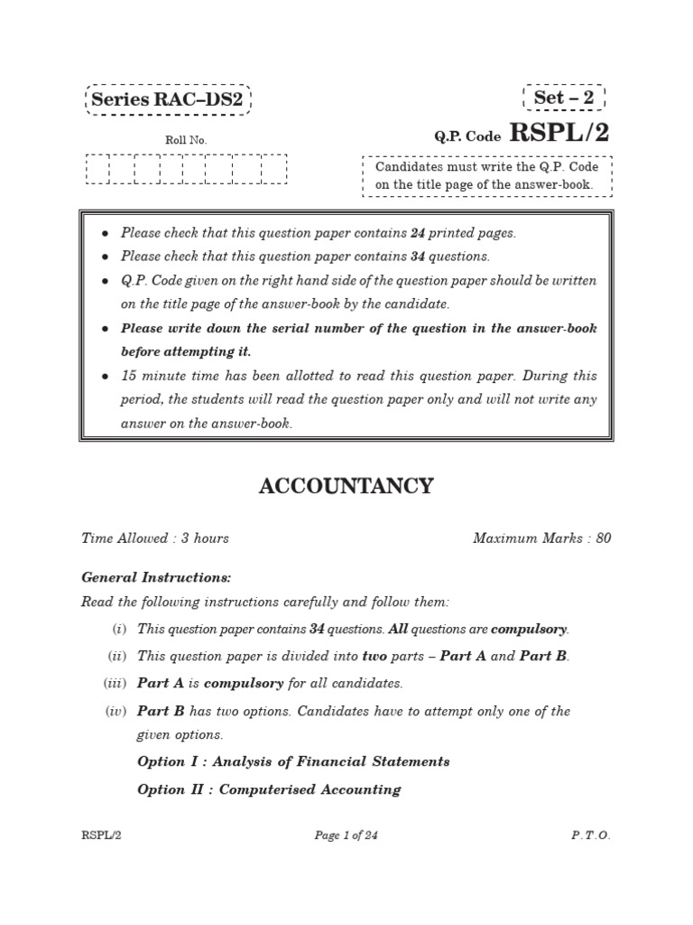 Accountancy Question Paper Set 2 | PDF | Equity (Finance) | Balance Sheet