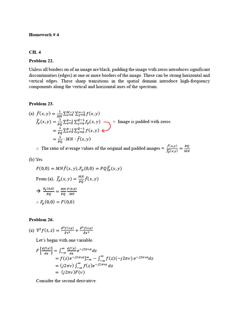 Image Processing Homework Problems | PDF | Mean | Signal Processing
