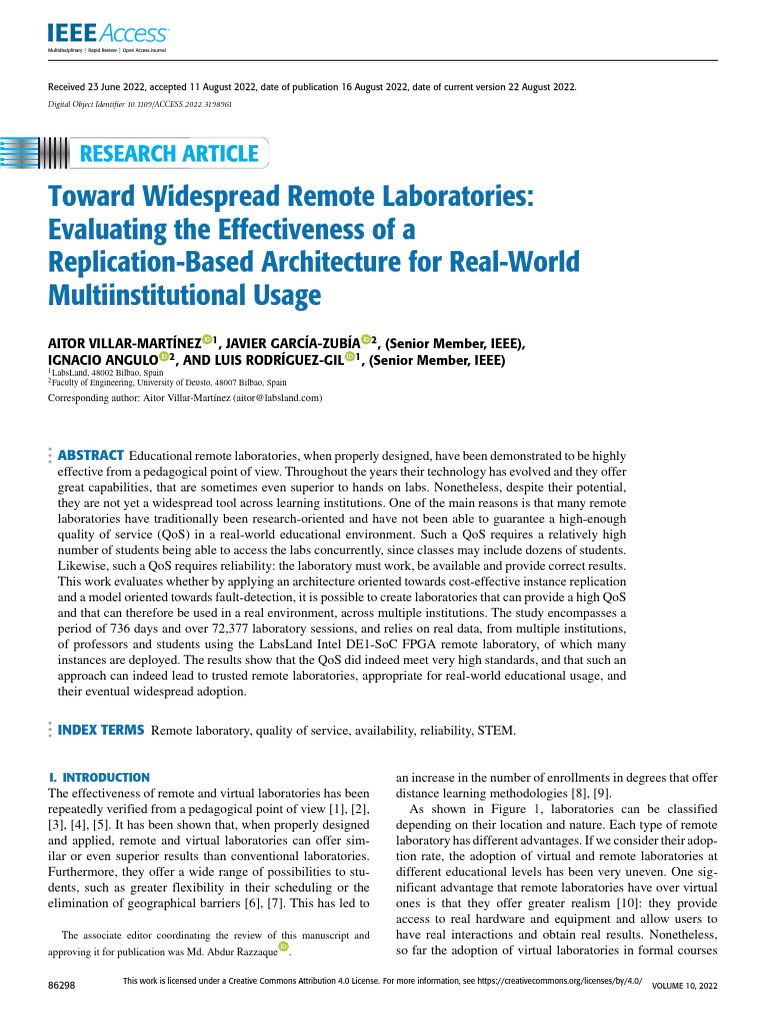 Evaluating Remote Labs for Education | PDF | Reliability Engineering ...